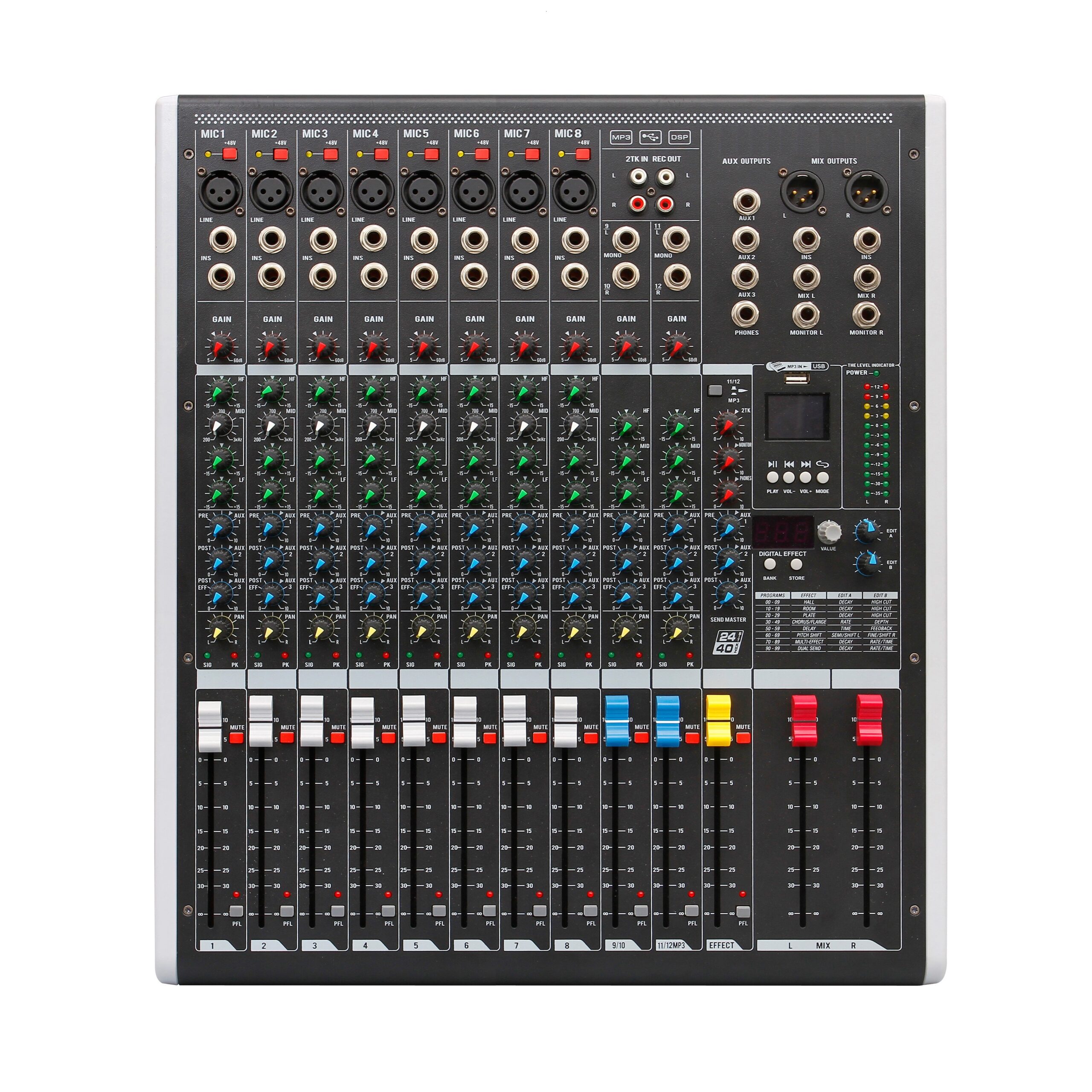 Bàn Trộn Âm Thanh Analog HUAIN HY-WM1202 (2 Sub) - 12 Kênh