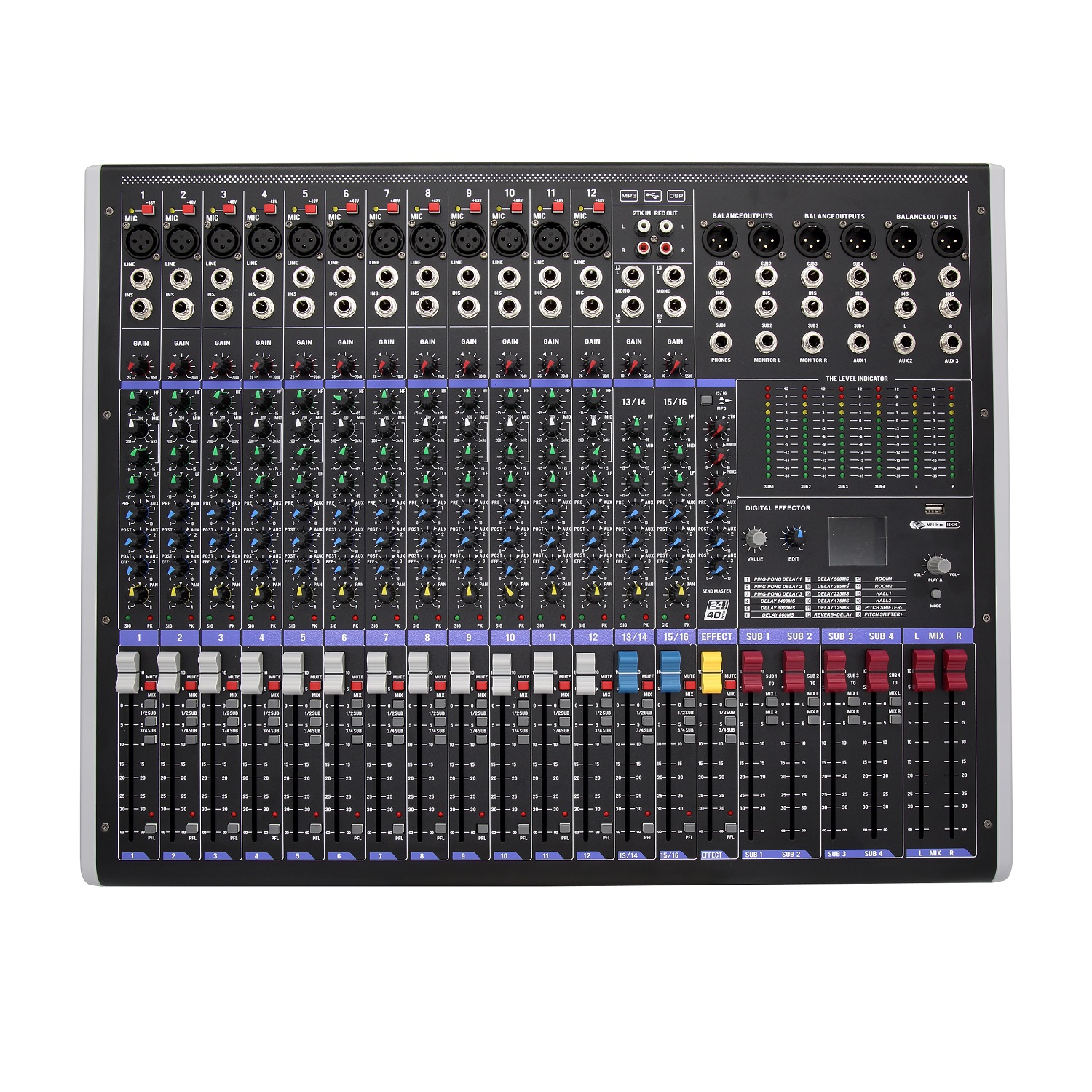 Bàn trộn âm thanh HUAIN HY-WM1604 – Bàn Mixer Analog 16 kênh, 4 Sub chuyên nghiệp